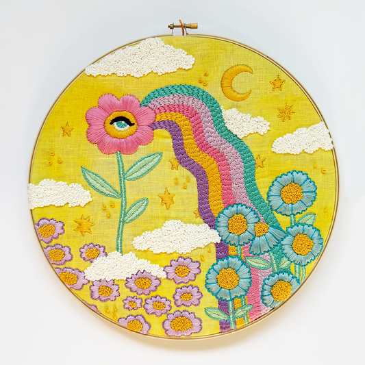 Retro Cosmic Embroidery Hoop Wall Hanging