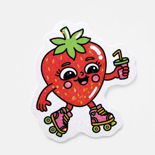 Strawberry Skater Holographic Sticker