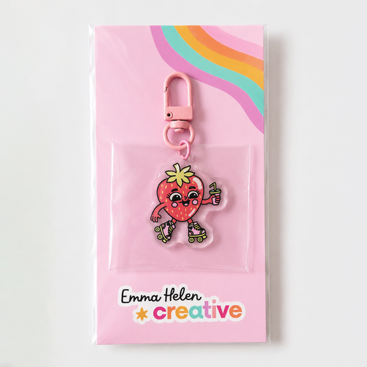 Strawberry Skater Mini Acrylic Key Chain